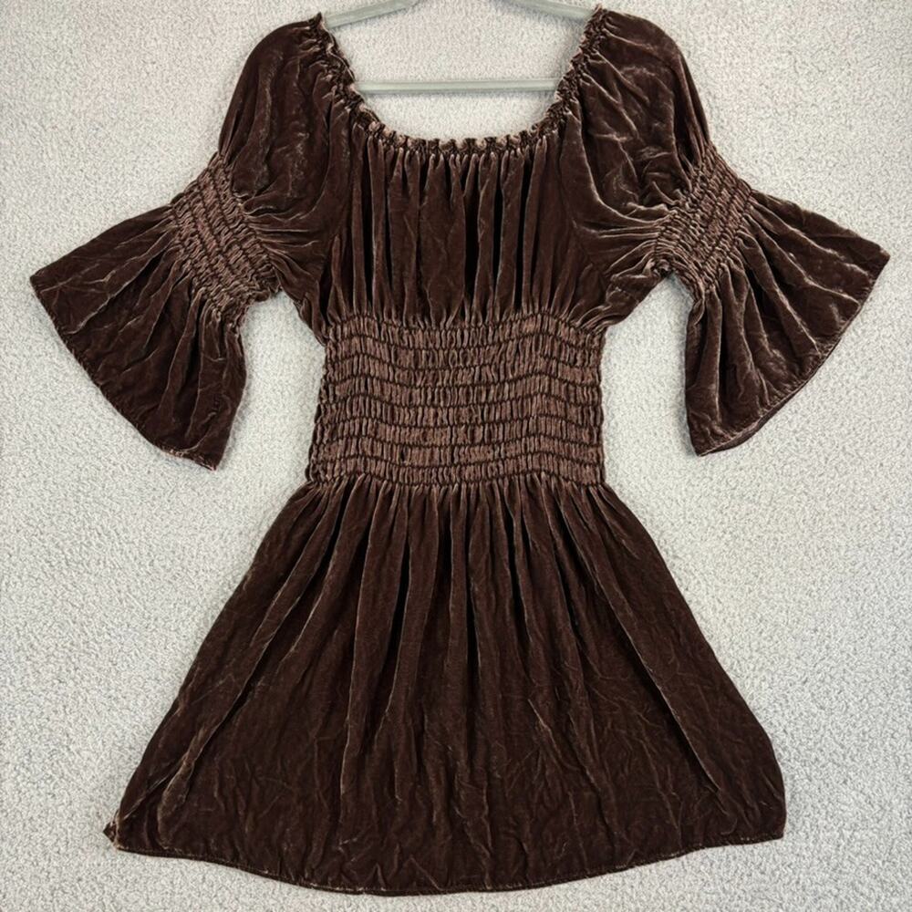 Marrika Nakk Velvet Dress Silk Boho Western Chic Festival Whimsigoth Bell Sleeve